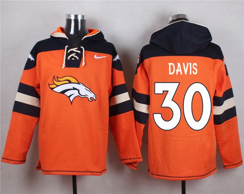 Nike Broncos #30 Terrell Davis Orange Player Pullover NFL Hoodie